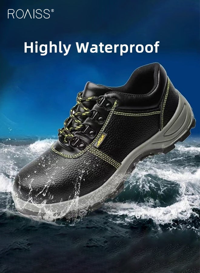 roaiss Men's Protective Safety Work Shoes Black Lace-Up Labor Shoes with Anti-Smash  Anti-Puncture Steel Toe Cap Non-Slip Sole Comfortable, Wear-Resistant for Construction Sites and Demanding Work - Image 5